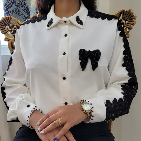 شومیز مجلسی پاپیون دار کد4 - Image 3