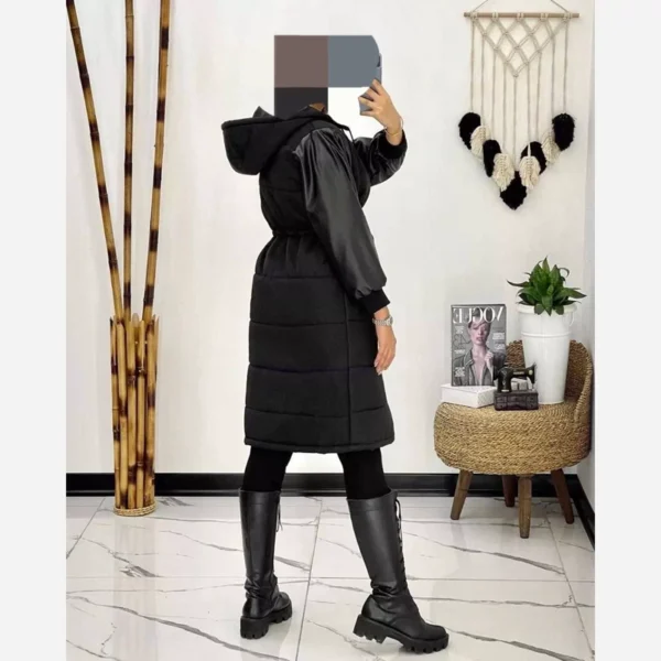 کاپشن زنانه استین چرم کد 17