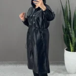 پالتو بلند چرم زنانه کد 18 - Image 4