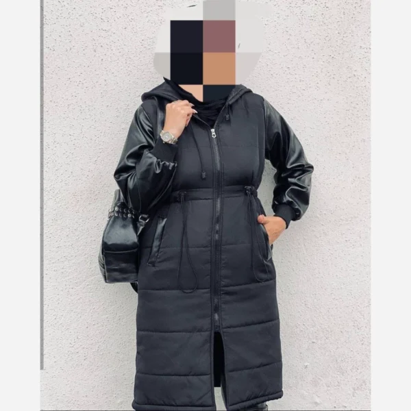 کاپشن زنانه استین چرم کد 17 - Image 2