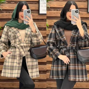 پالتو زنانه چهار خونه پشمی کد16