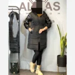 کاپشن زنانه استین چرم کد 17