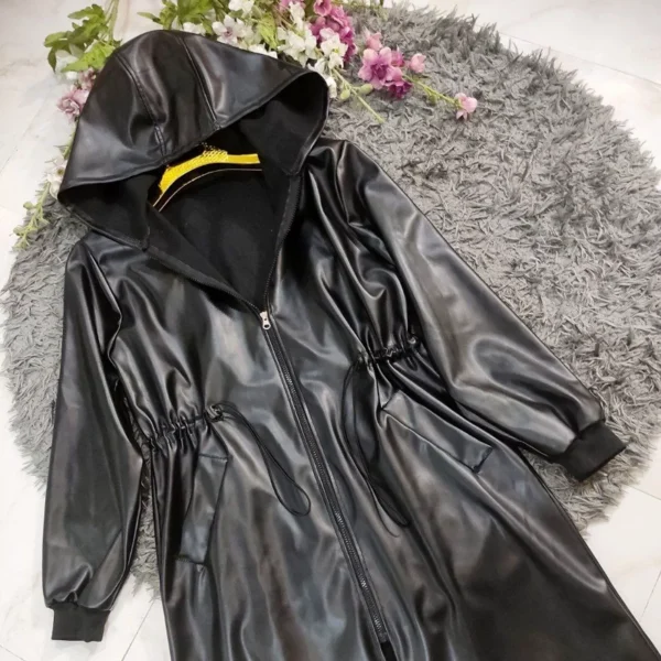 پالتو بلند چرم زنانه کد 18 - Image 5