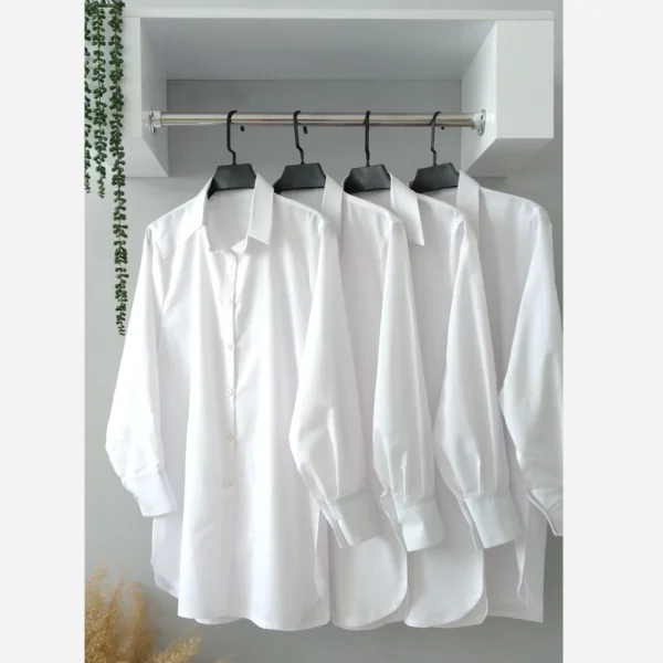 شومیز سفید ساده دخترانه و زنانه کد 36