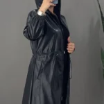 پالتو بلند چرم زنانه کد 18 - Image 6
