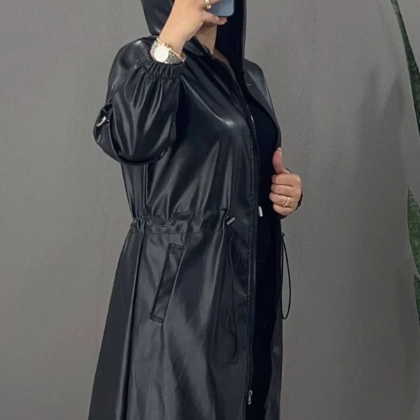 پالتو بلند چرم زنانه کد 18 - Image 6