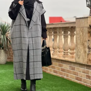 پالتو زنانه یقه انگلیسی جلو باز آستین کوتاه کد 88