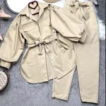 مانتو آستین پفی زنانه همراه شلوار کد 160