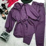 مانتو آستین پفی زنانه همراه شلوار کد 160 - Image 4